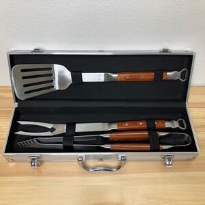 BBQ Professional Grill Tool Set Premium Heavy Stainless Steel Wood Handle Gift